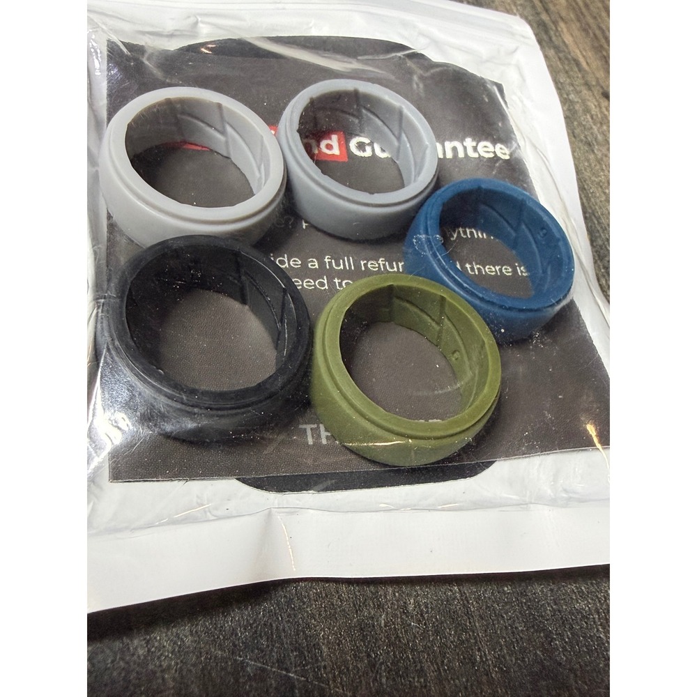 Mens Silicone Wedding Bands Size 9 Breathable Rubber Rings 5 Pack Multi Color